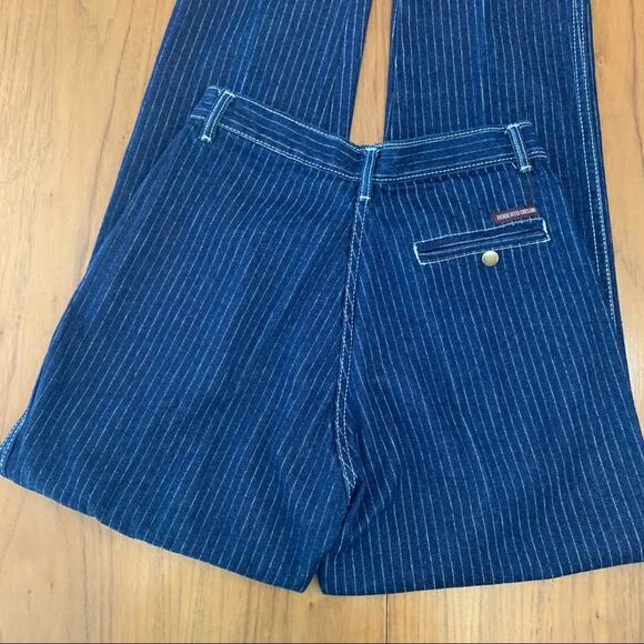 Vintage Pinstripe Jeans Size 9/10 Roberto Orsini Pleated High Waist D Ring Belt - Picture 4 of 13